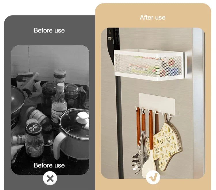 Fridge Side Shelf Magnetic Tool-Free Space-Saving