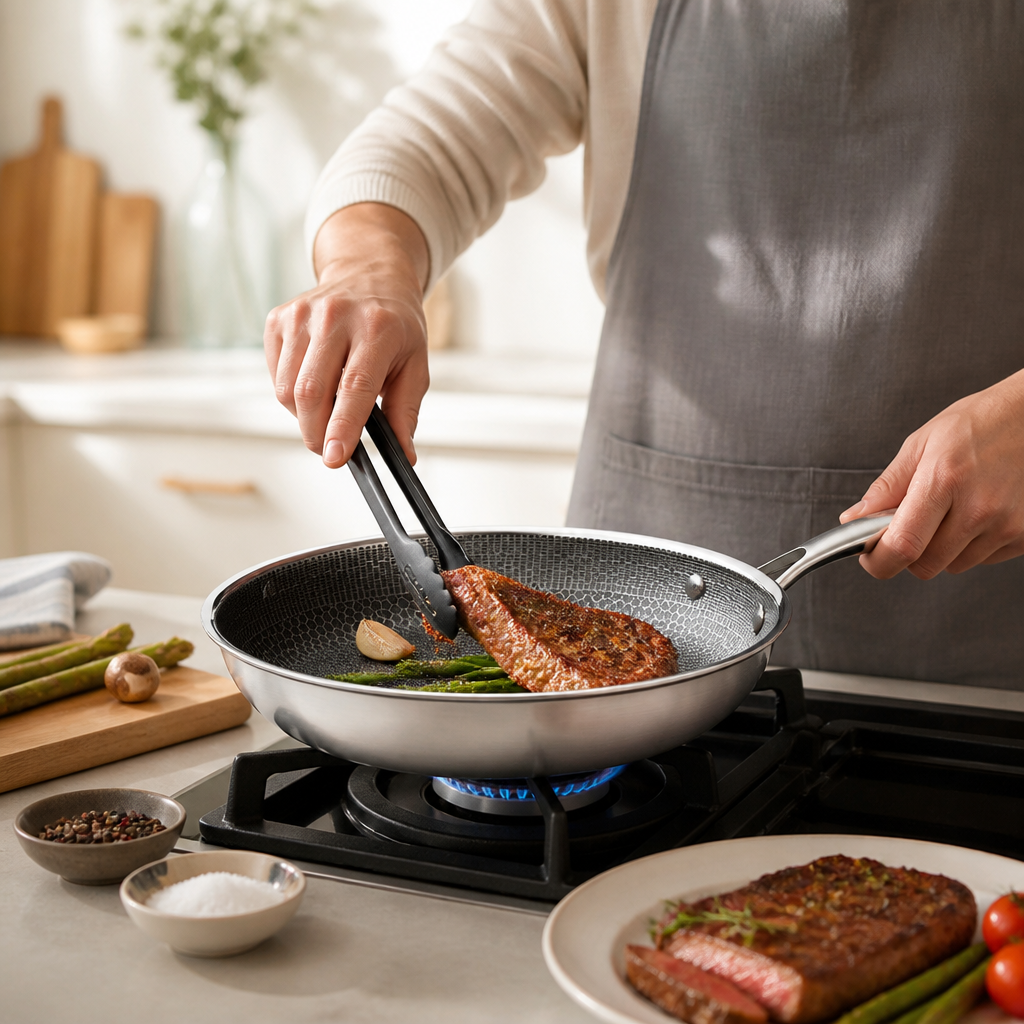 Frying Pan Non-Stick Stainless Steel All-Hob Compatible