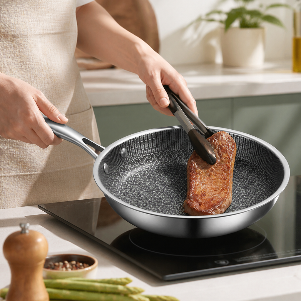 Frying Pan Non-Stick Stainless Steel Induction Compatible