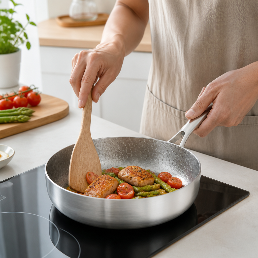 Frying Pan Nonstick Induction & Gas Compatible Ergonomic Handle