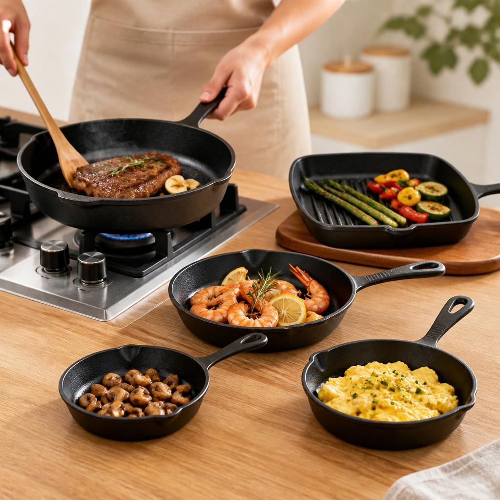 Frying Pan Set Cast Iron Set of 5