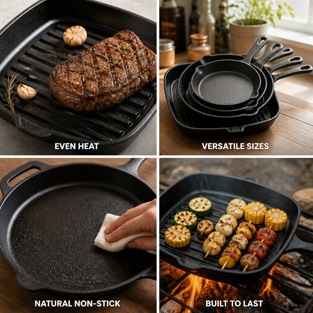 Frying Pan Set Cast Iron Set of 5