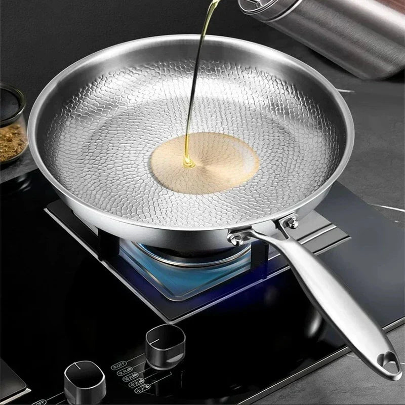 Frying Pan Titanium Alloy Fish-Scale Hammered Natural Non-Stick