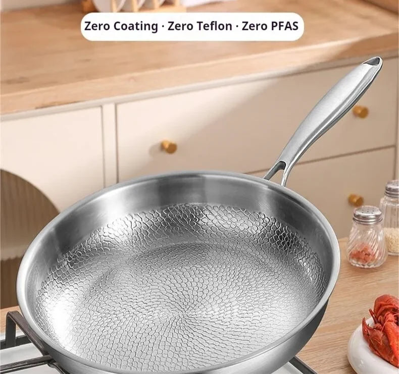 Frying Pan Titanium Alloy Fish-Scale Hammered Natural Non-Stick