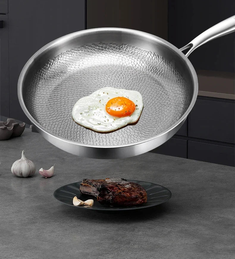 Frying Pan Titanium Alloy Fish-Scale Hammered Natural Non-Stick