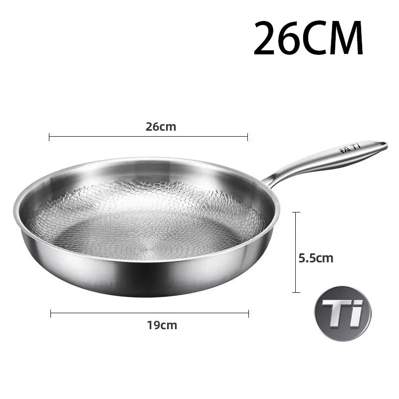 Frying Pan Titanium Alloy Fish-Scale Hammered Natural Non-Stick