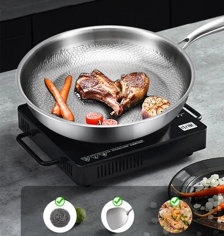 Frying Pan Titanium Alloy Fish-Scale Hammered Natural Non-Stick