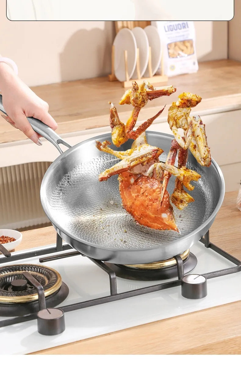 Frying Pan Titanium Alloy Fish-Scale Hammered Natural Non-Stick