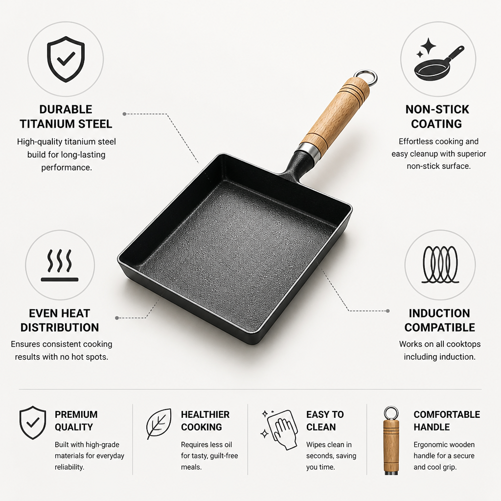 Frying Pan Titanium Steel Non-Stick Induction Compatible