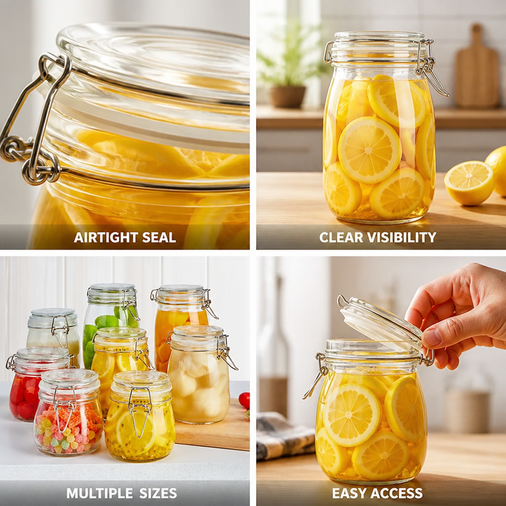 Glass Storage Jar Airtight Multi-Size