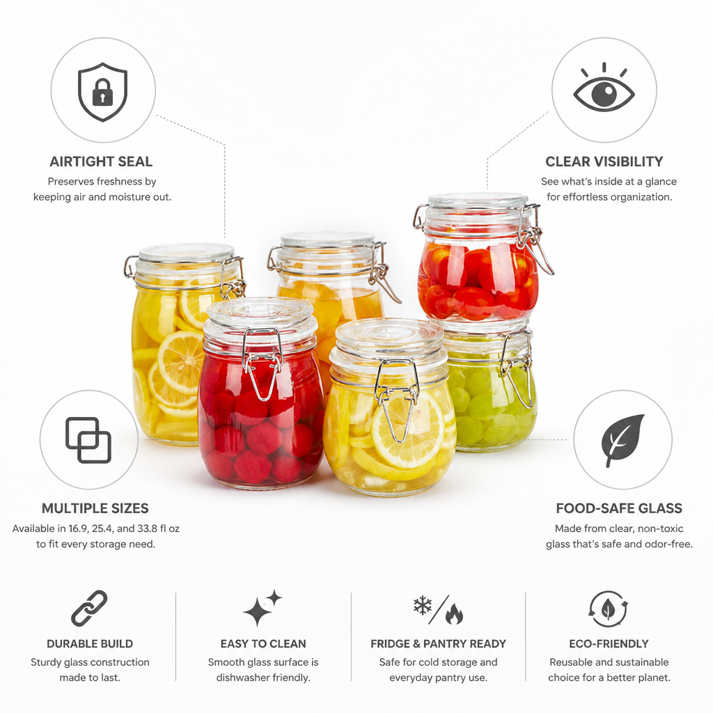 Glass Storage Jar Airtight Multi-Size