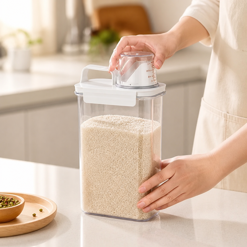 Grain Storage Container Airtight Seal & Measuring Scale