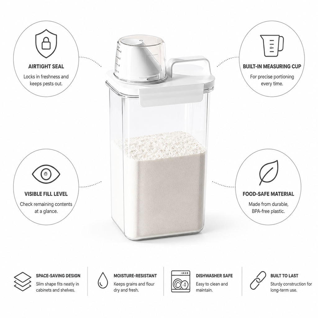 Grain Storage Container Airtight Seal & Measuring Scale