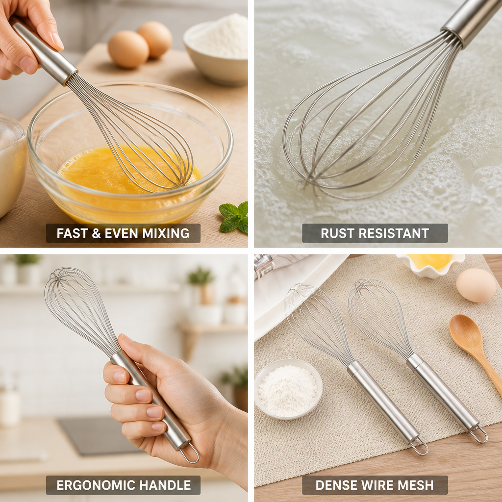 Hand Whisk Stainless Steel Ergonomic Handle