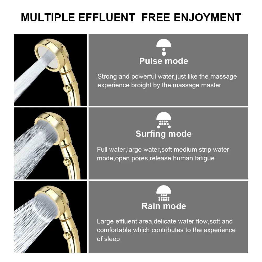 Handheld Shower Head 3 Spray Modes 360° Swivel Water-Saving