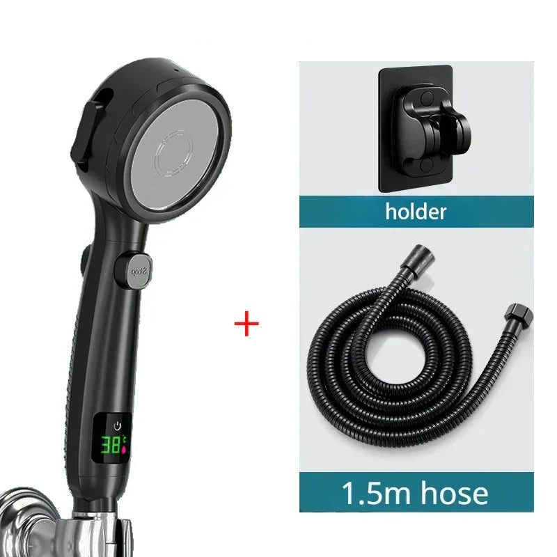 Handheld Shower Head High-Pressure LED Temperature Display