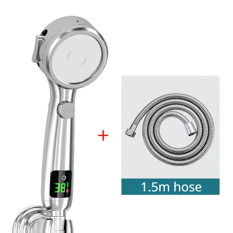 Handheld Shower Head High-Pressure LED Temperature Display