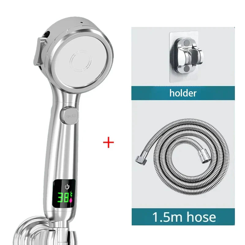 Handheld Shower Head High-Pressure LED Temperature Display