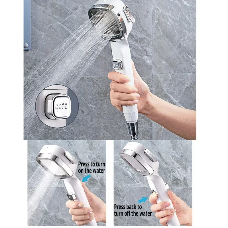 Handheld Shower Head High-Pressure Water-Saving Pause Button