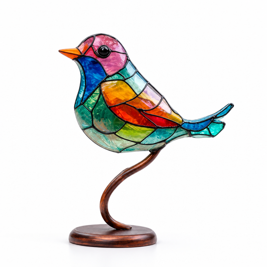 Handmade Colored Resin Bird Motif Table Ornament