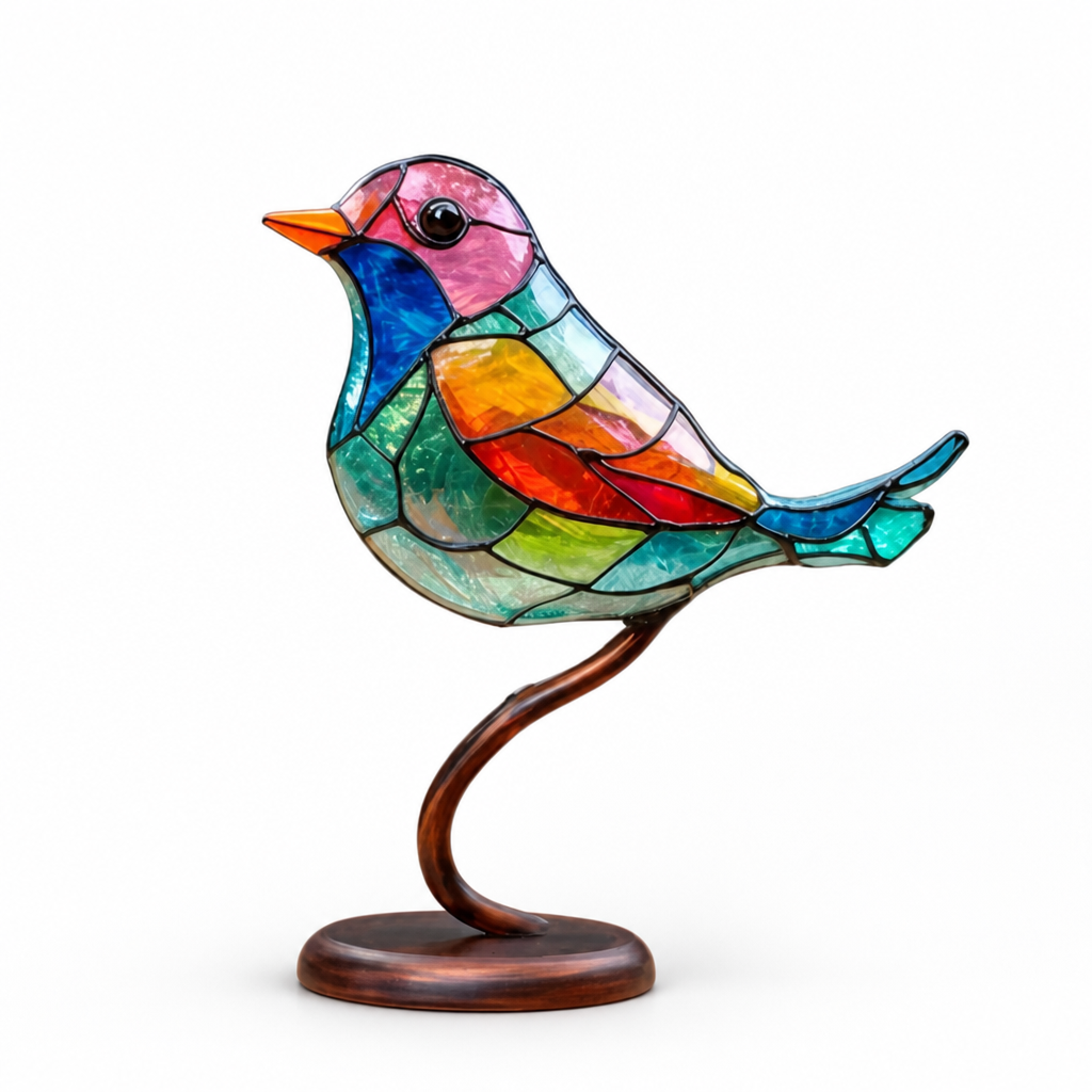 Handmade Colored Resin Bird Motif Table Ornament