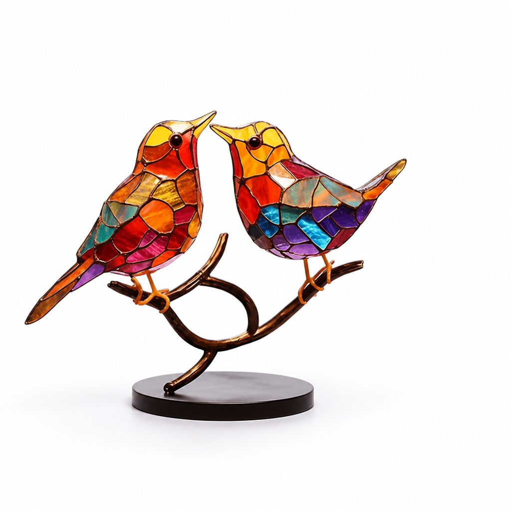 Handmade Colored Resin Bird Motif Table Ornament
