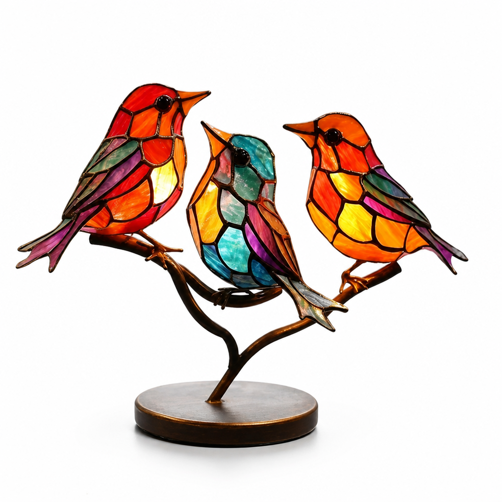 Handmade Colored Resin Bird Motif Table Ornament