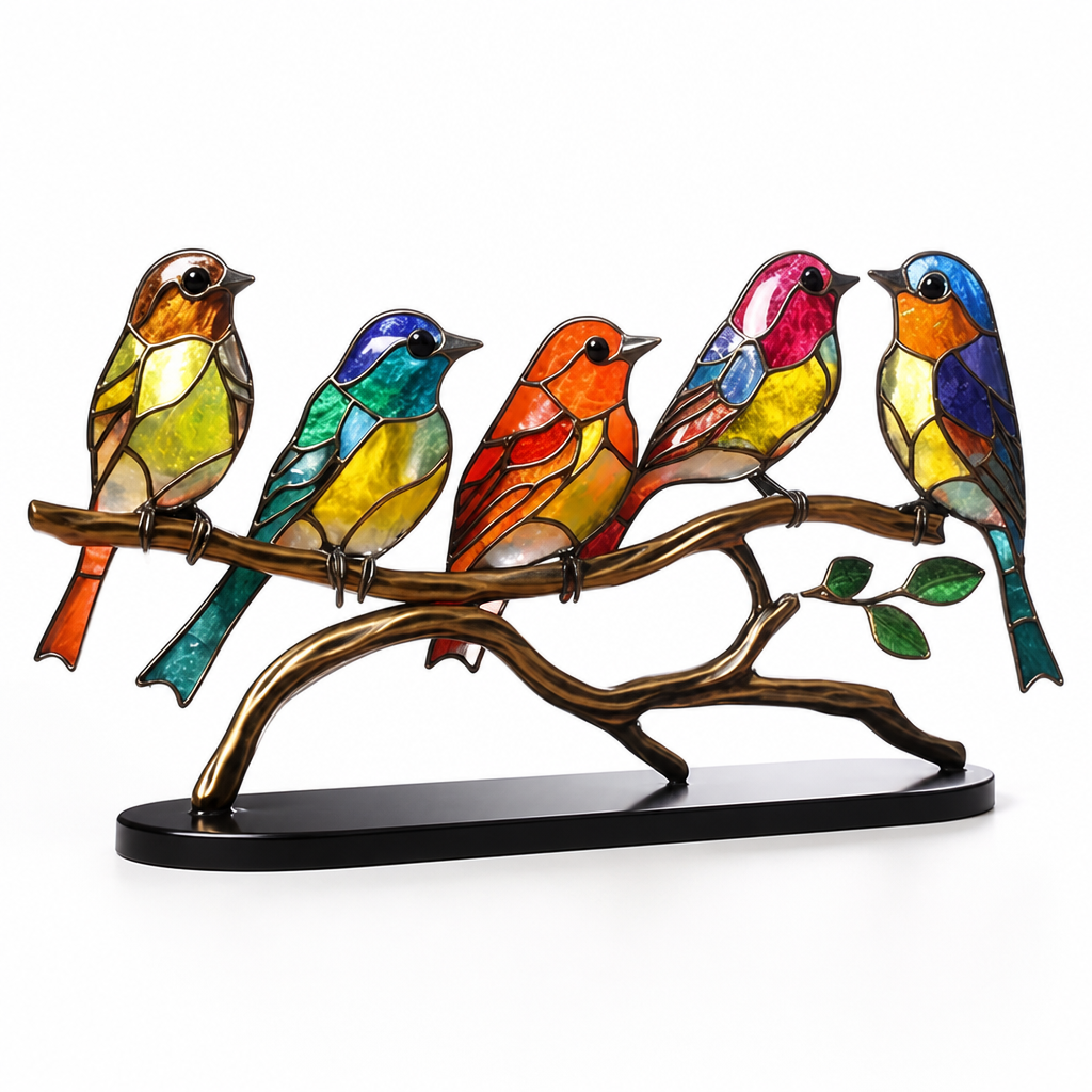 Handmade Colored Resin Bird Motif Table Ornament