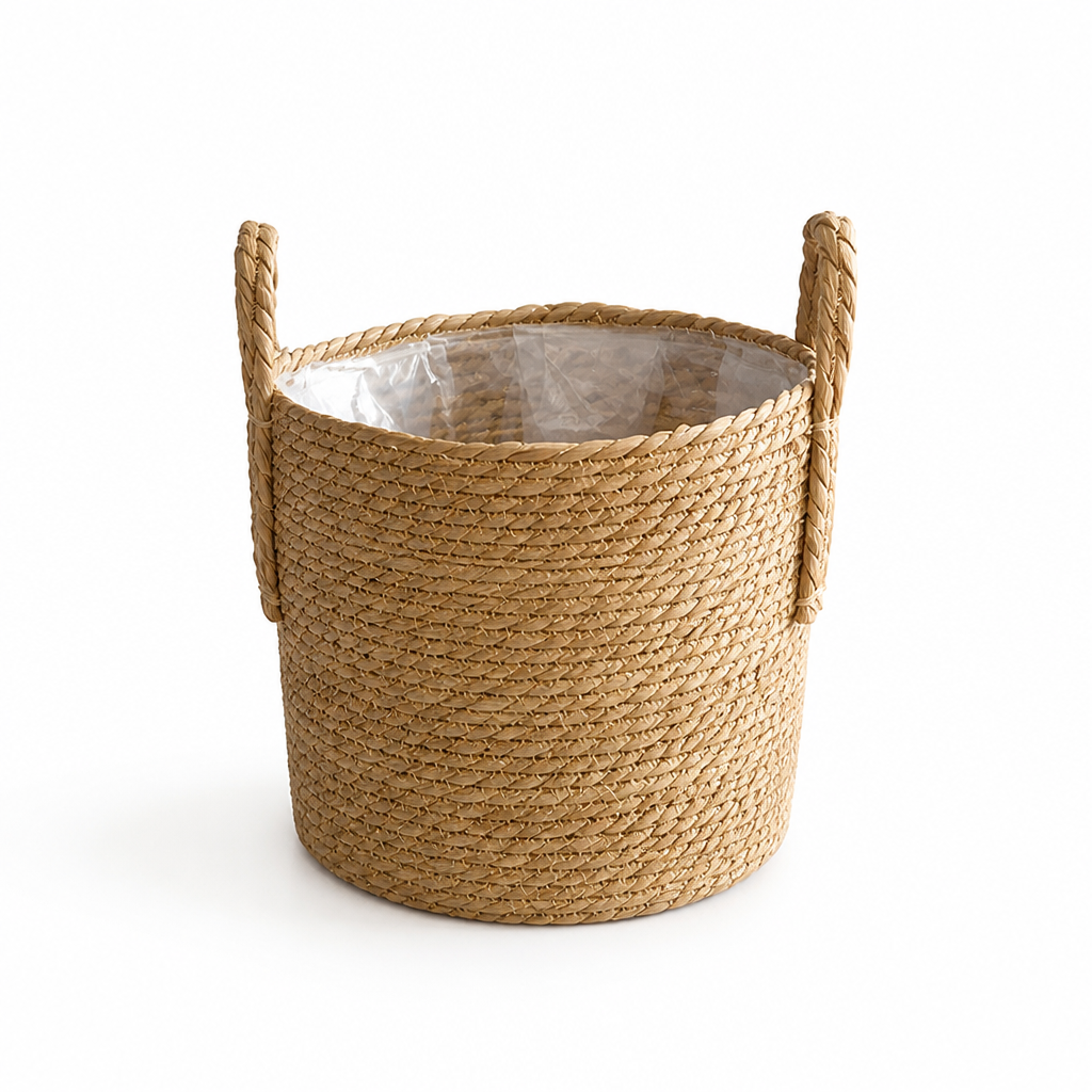 Handwoven Nordic Plant Basket with Waterproof Lining
