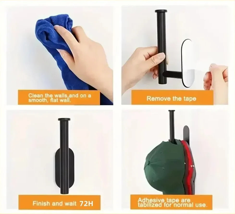 Hat & Cap Holder Self-Adhesive Stainless Steel Space-Saving