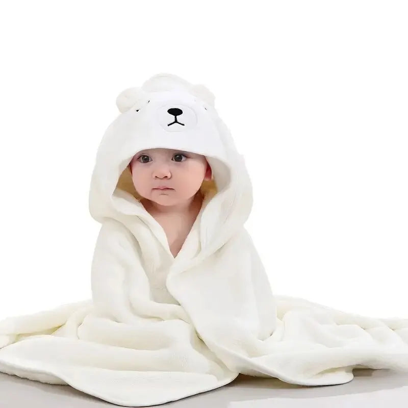 Hooded Baby Towel Ultra-Soft Coral Fleece Quick-Drying Machine Washable