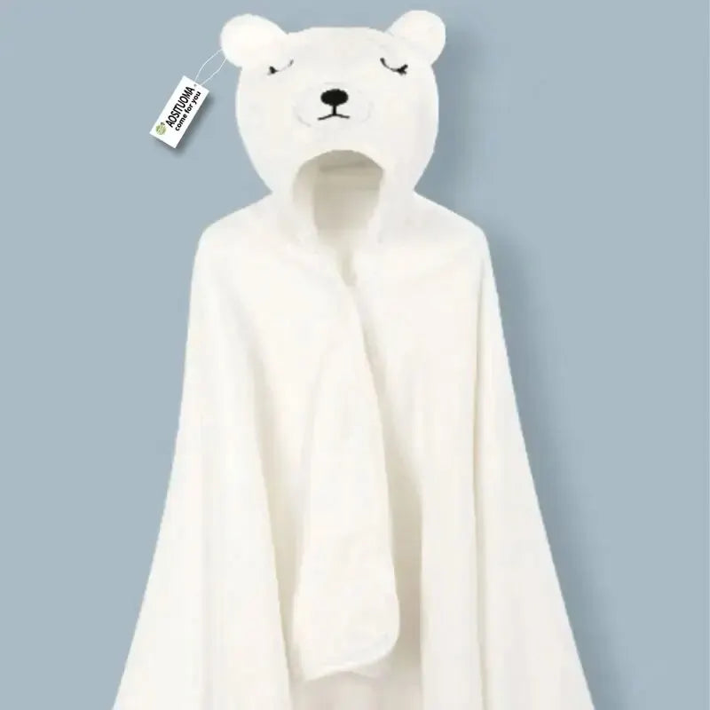 Hooded Baby Towel Ultra-Soft Coral Fleece Quick-Drying Machine Washable