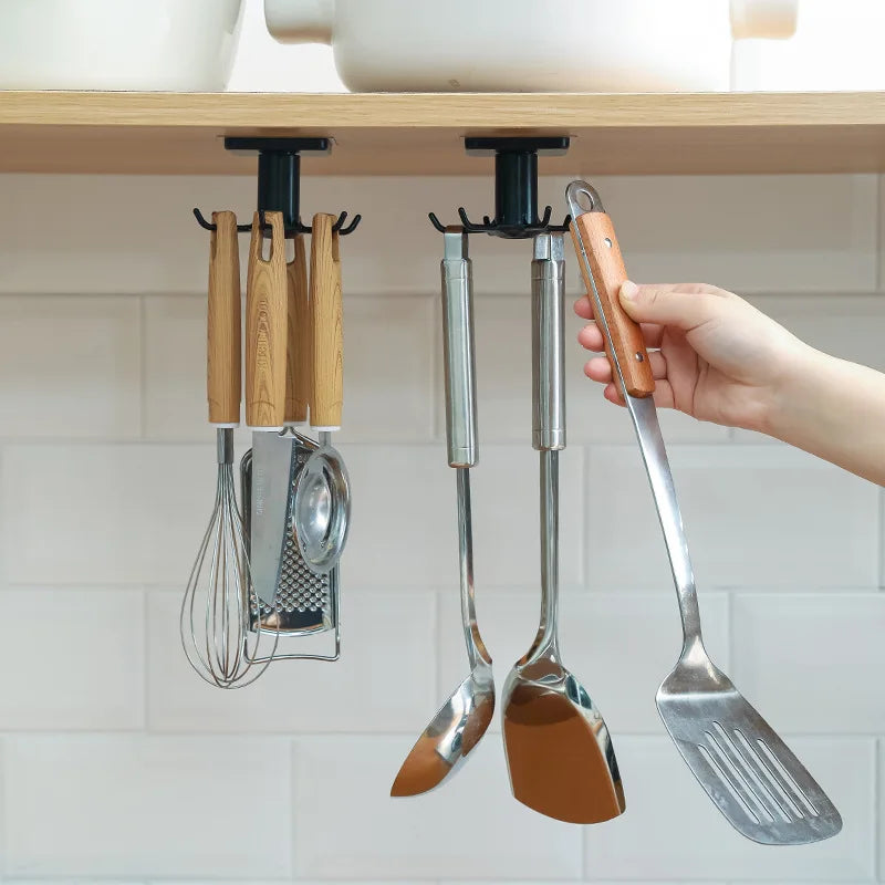 Hook Organizer 360 Degree Rotating Self-Adhesive No-Drill