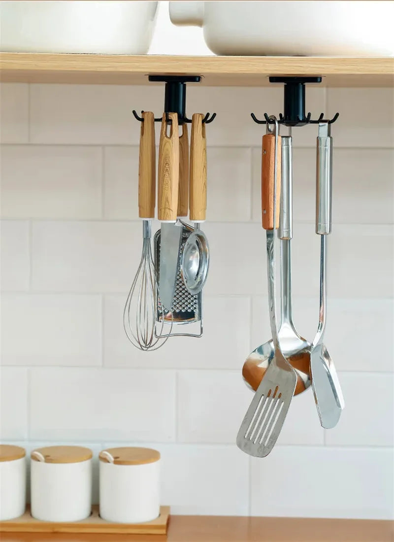 Hook Organizer 360 Degree Rotating Self-Adhesive No-Drill