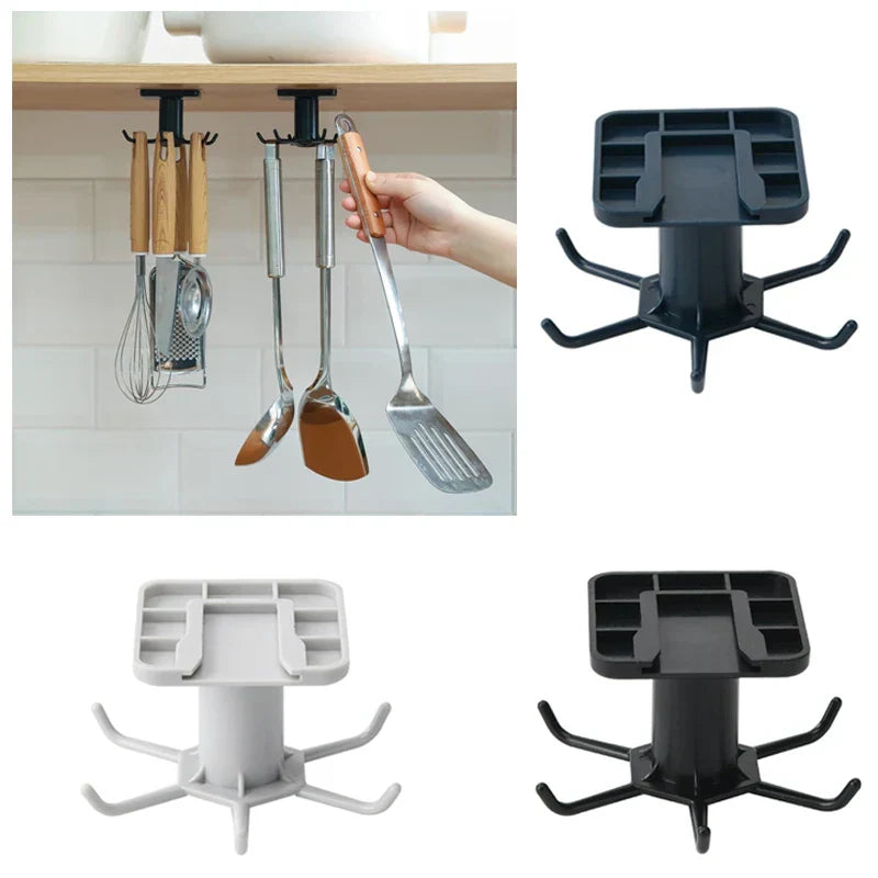 Hook Organizer 360 Degree Rotating Self-Adhesive No-Drill
