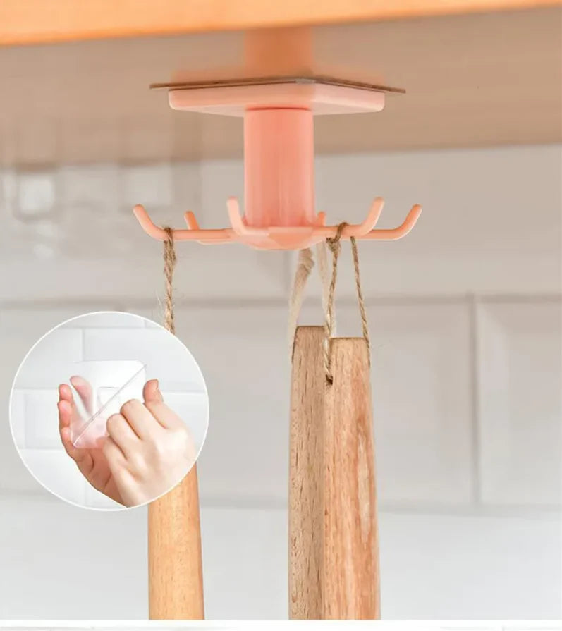 Hook Organizer 360 Degree Rotating Self-Adhesive No-Drill