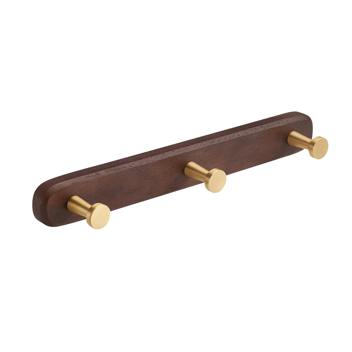 Hook Rack Wall Mounted Walnut Wood 3 Hooks