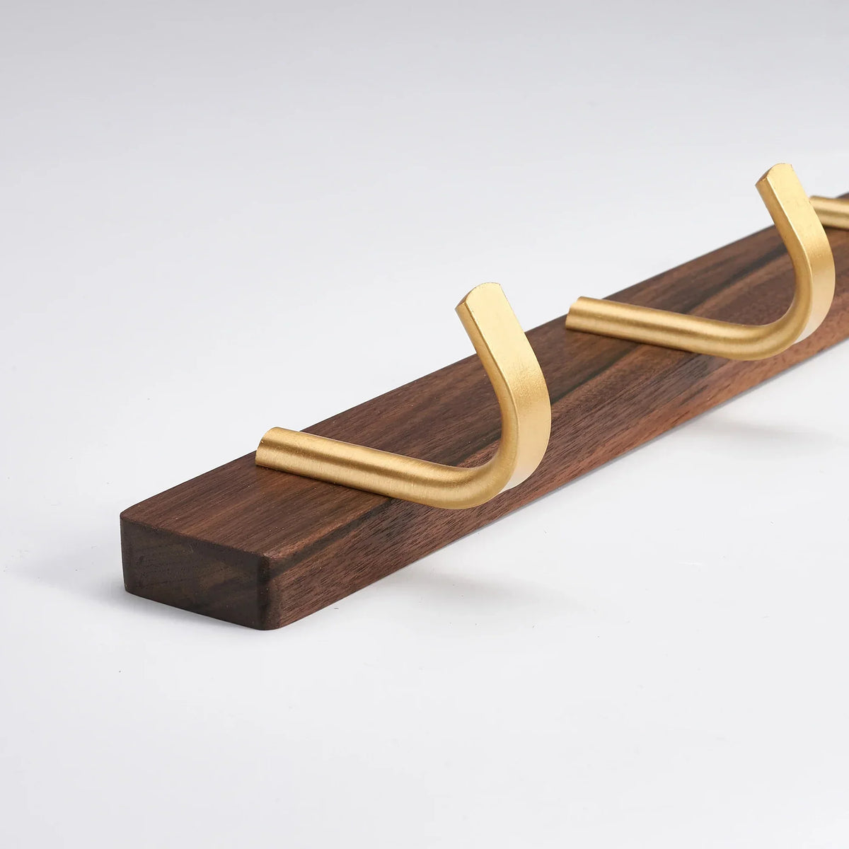 Hook Rack Wall Mounted Walnut Wood 3 Hooks