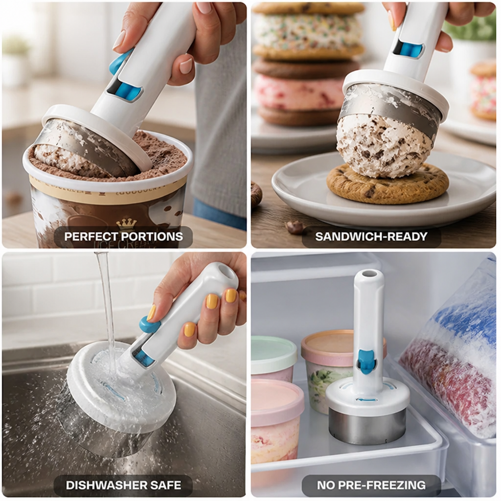 Ice Cream Scoop Half-Cup Portioner Dishwasher Safe
