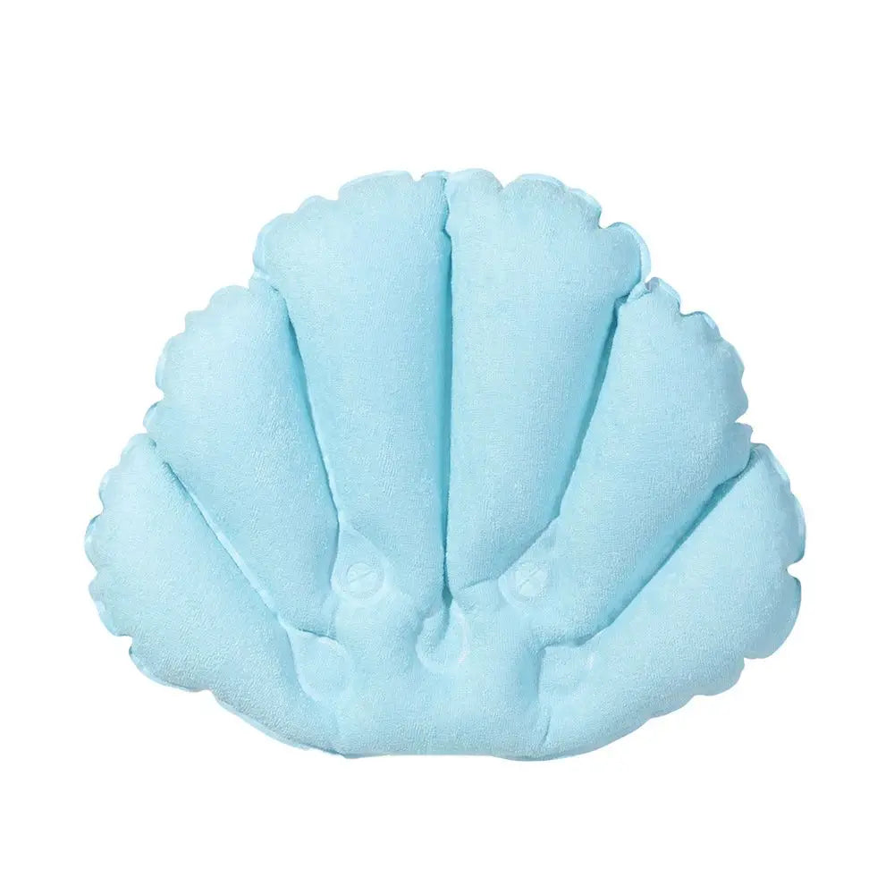 Inflatable Bath Pillow Ergonomic Neck Support Terry Cloth