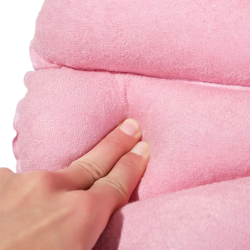 Inflatable Bath Pillow Ergonomic Neck Support Terry Cloth