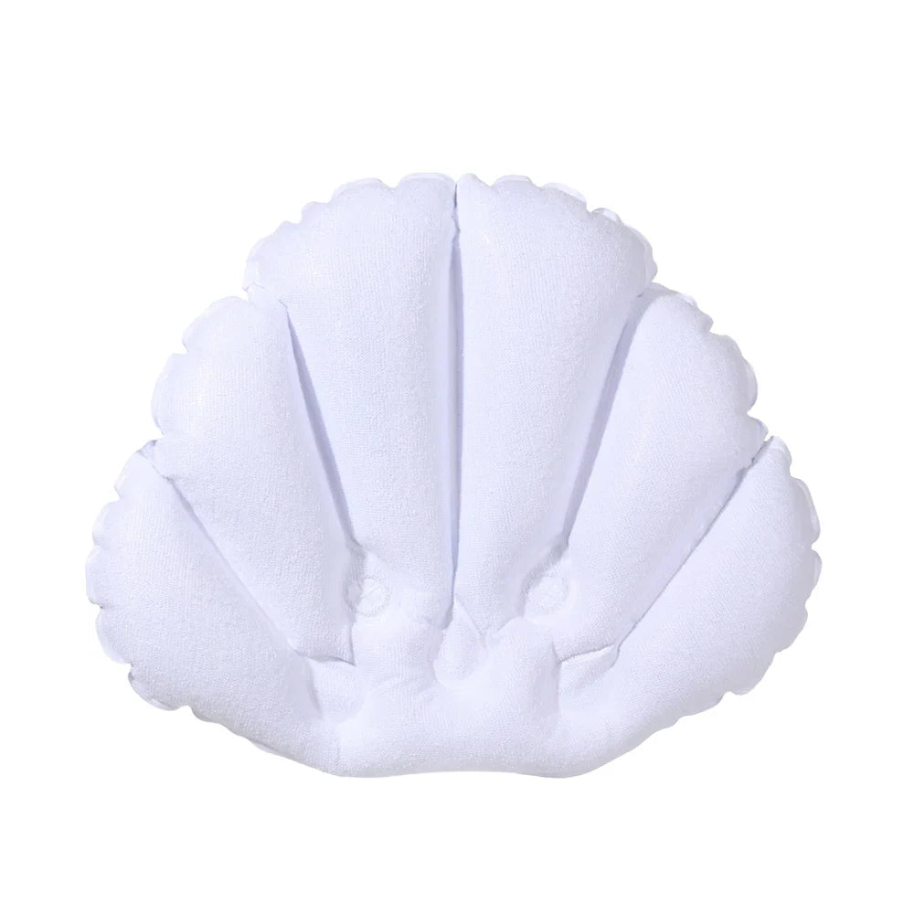 Inflatable Bath Pillow Ergonomic Neck Support Terry Cloth