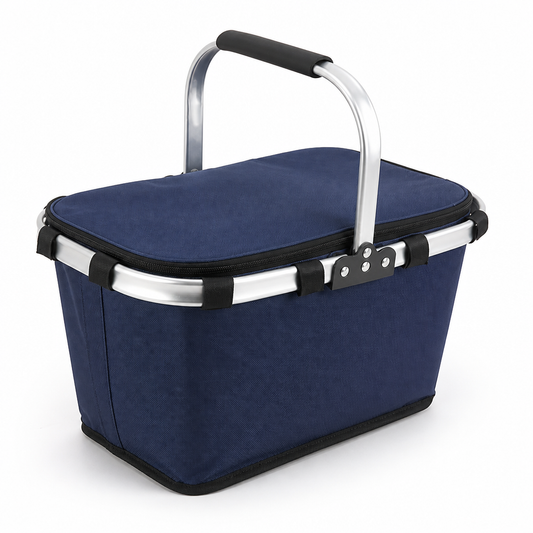 Insulated Folding Picnic Basket With Carry Handle (Triple-Foldable)