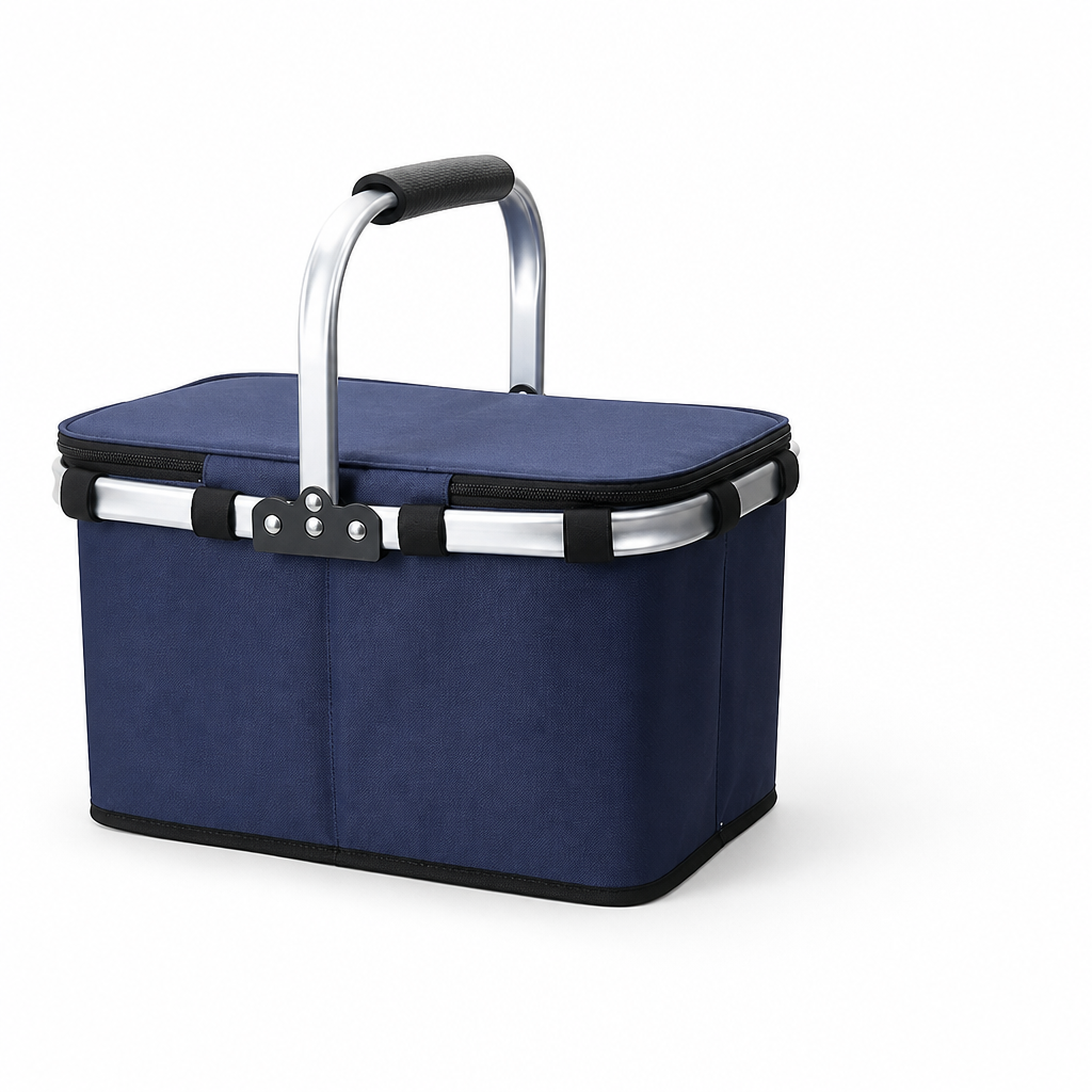 Insulated Folding Picnic Basket With Carry Handle (Triple-Foldable)