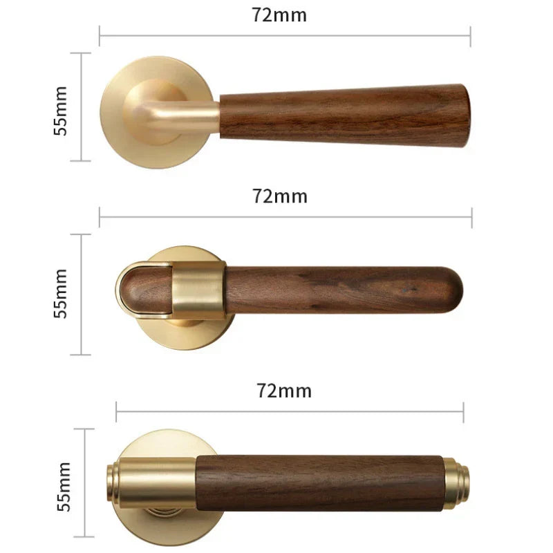 Interior Door Lock Silent Split-Handle Zinc Alloy & Walnut