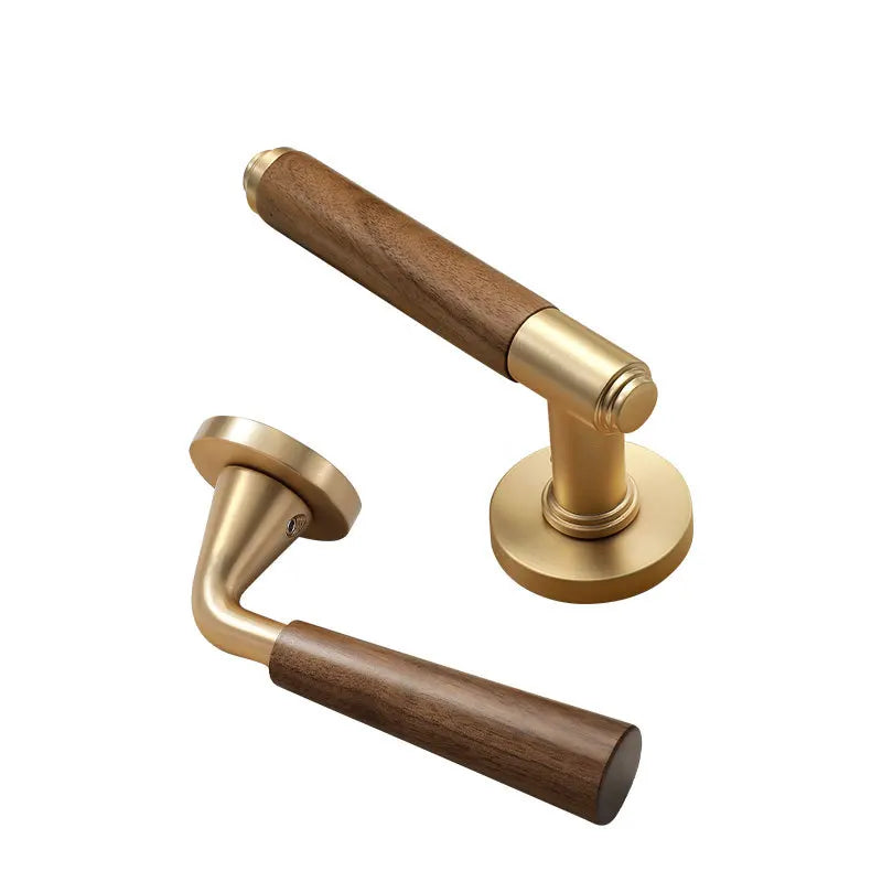 Interior Door Lock Silent Split-Handle Zinc Alloy & Walnut