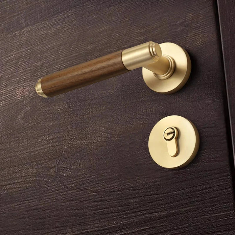 Interior Door Lock Silent Split-Handle Zinc Alloy & Walnut
