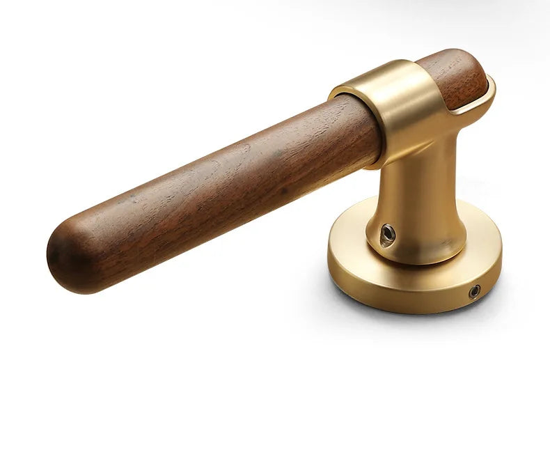 Interior Door Lock Silent Split-Handle Zinc Alloy & Walnut