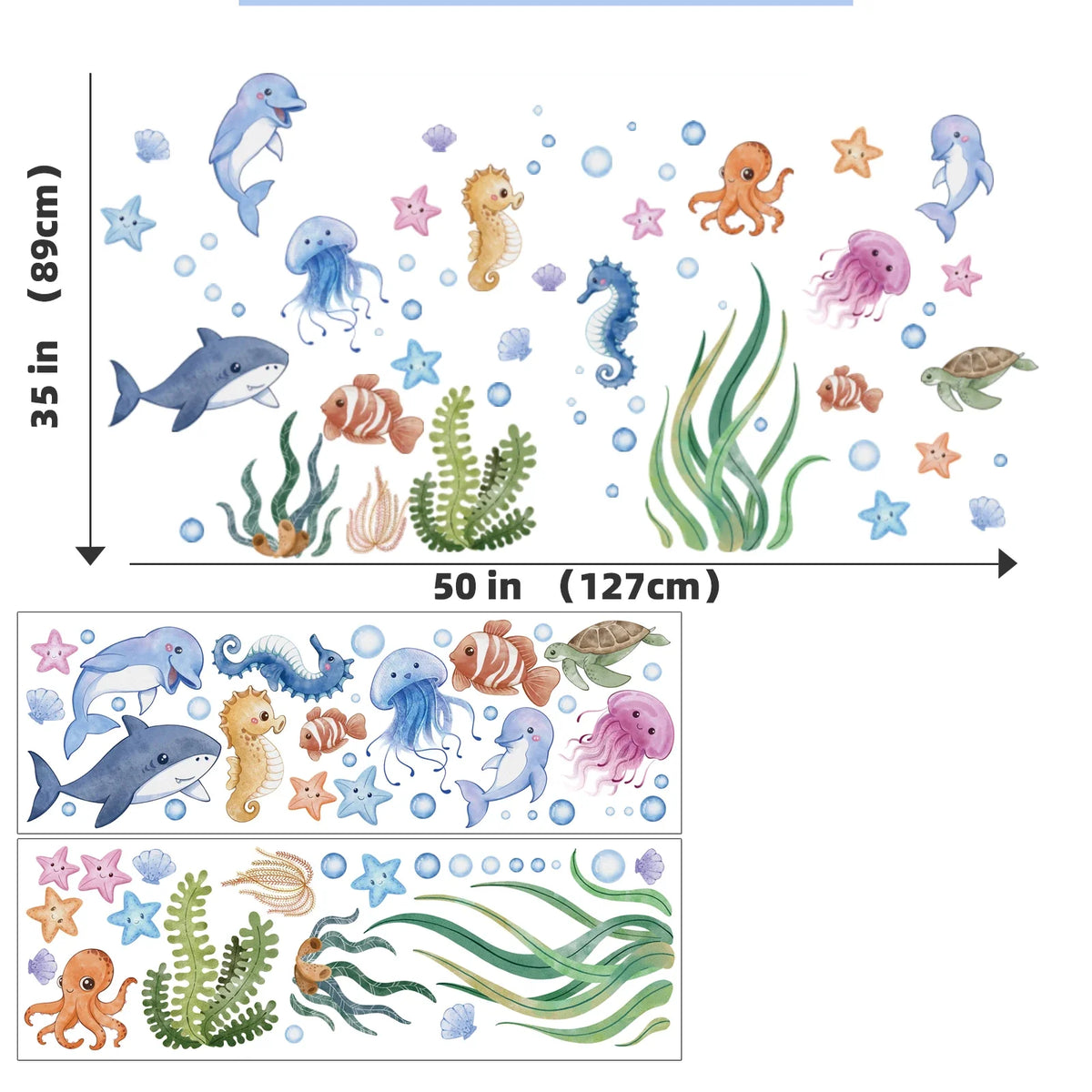 Kids Wall Decals Ocean Animals Peel-And-Stick Repositionable