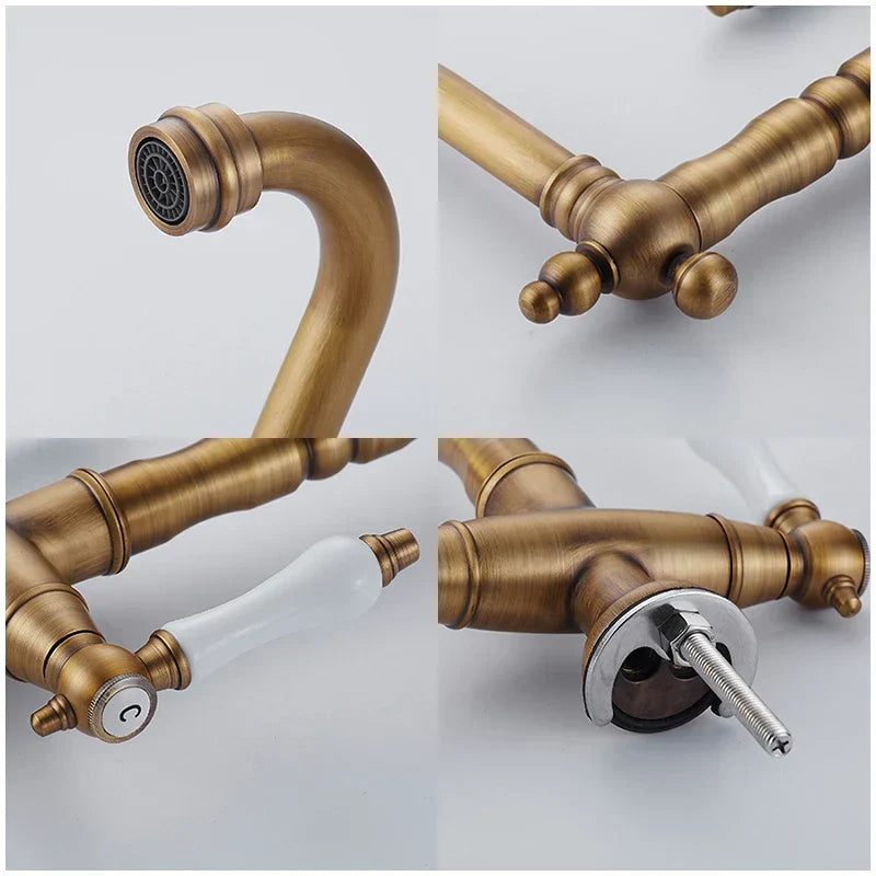Kitchen Faucet Dual Handle Solid Brass & Ceramic Disc